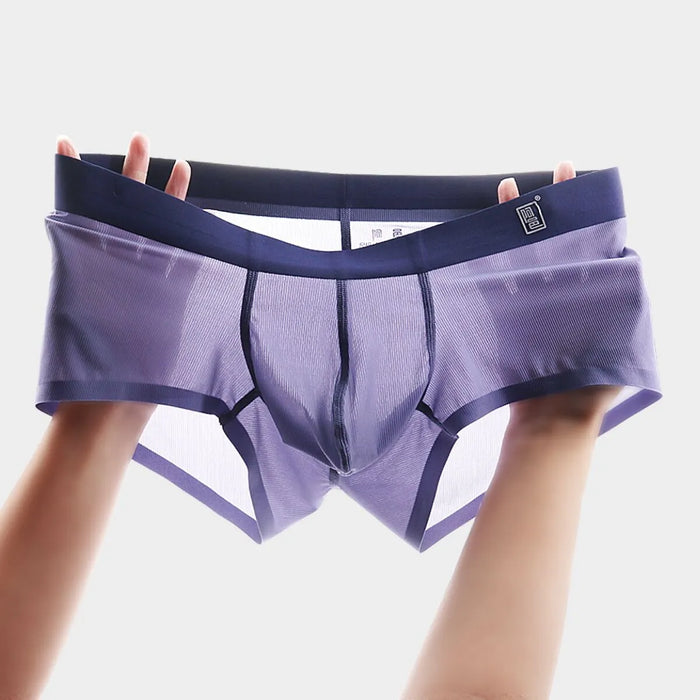 (5-Pack)Men's Ultra Thin Ribbed Ice Silk Low-Rise Underpants -JEWYEE 804