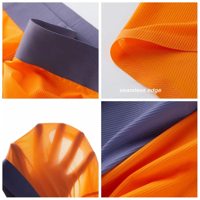 (5-Pack)Men's Ultra Thin Ribbed Ice Silk Low-Rise Underpants -JEWYEE 804