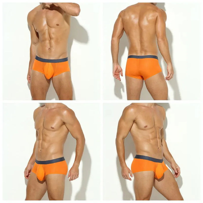 (5-Pack)Men's Ultra Thin Ribbed Ice Silk Low-Rise Underpants -JEWYEE 804