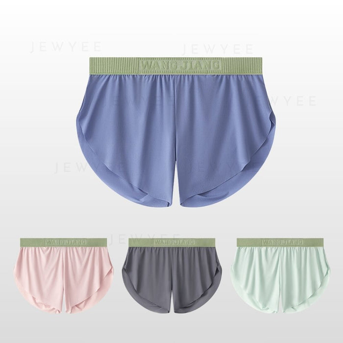 4-Pack Men's Side Split Ribbed Ice Silk boxer shorts with detachable Mesh Pouch Up to Size XXL- JEWYEE CL 1057