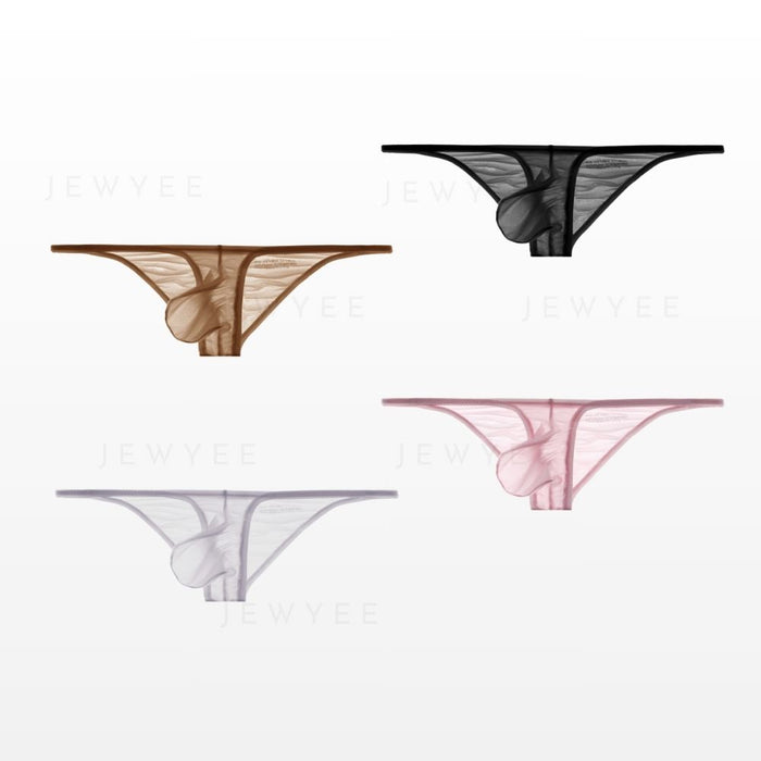（4-Pack）Men's  See-through Low-Rise Ultra Thin Ice Silk Briefs - JEWYEE  AY 842