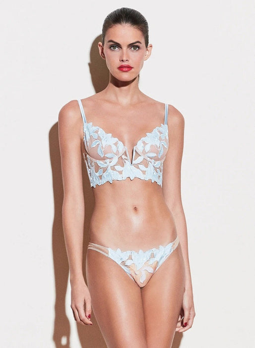 FINAL SALE -Women's Lace-up Underwired Push Up Bra And Thongs Set - JEWYEE TY094