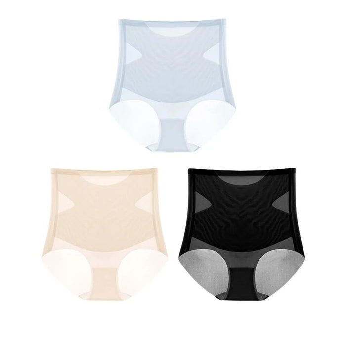 FINAL SALE - Women's Tummy-Control Ultra Thin Ice Silk Panties  (3-PACK) JEWYEE 2239