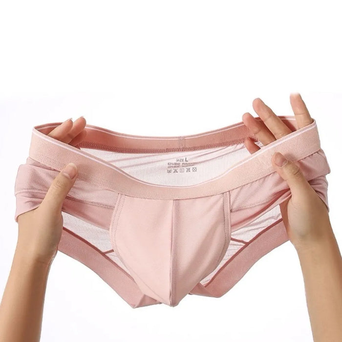 Men's Mesh Ice Silk Low-Rise Underpants with Spacious Pouch  (4-Pack) - JEWYEE CL 1056