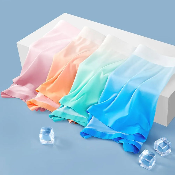 FINAL SALE - Men's Rainbow Colour Ultra Thin Ice Silk Trunks (4 Pack) - JEWYEE 6022