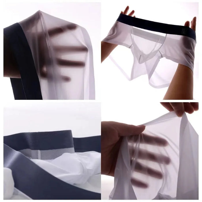 JEWYEE MENS UNDERWEAR. Ultra thin ice silk. Low-Mid rise. Ultra thin ice silk. Seamless. Silk feeling. Featherlight. 4-Way stretch. Moisture wicking. Fast Dry. The mesh Combined fabric provides exceptional airflow and ventilation.