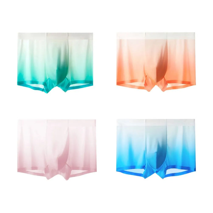 FINAL SALE - Men's Rainbow Colour Ultra Thin Ice Silk Trunks (4 Pack) - JEWYEE 6022