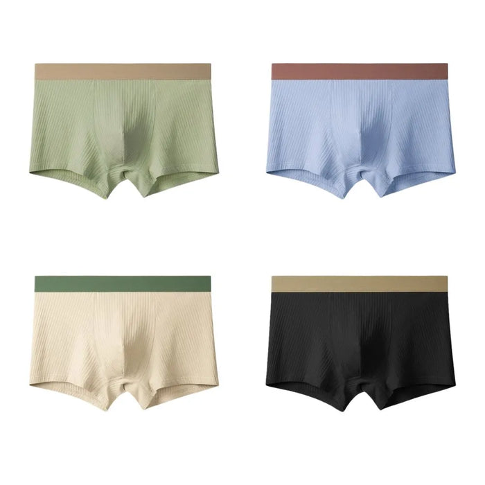 FINAL SALE - Men's Premium Cotton Ribbed Underpants (4-Pack) -JEWYEE 8893