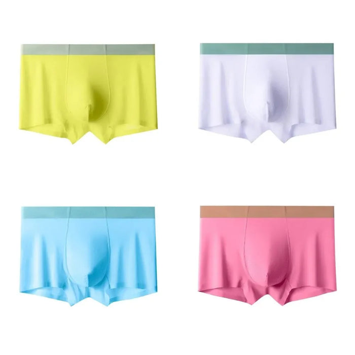 FINAL SALE -  (4 Pack) Men's Perforated Pouch Ice Silk Trunks- JEWYEE - J012