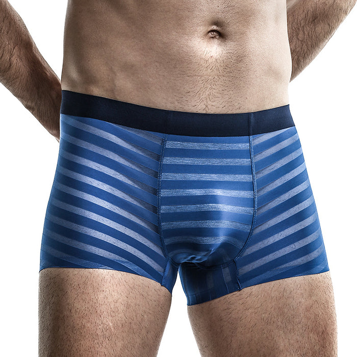 FINAL SALE - (6-Pack) Men's Striped Ice Silk Trunks- JEWYEE B321/B322