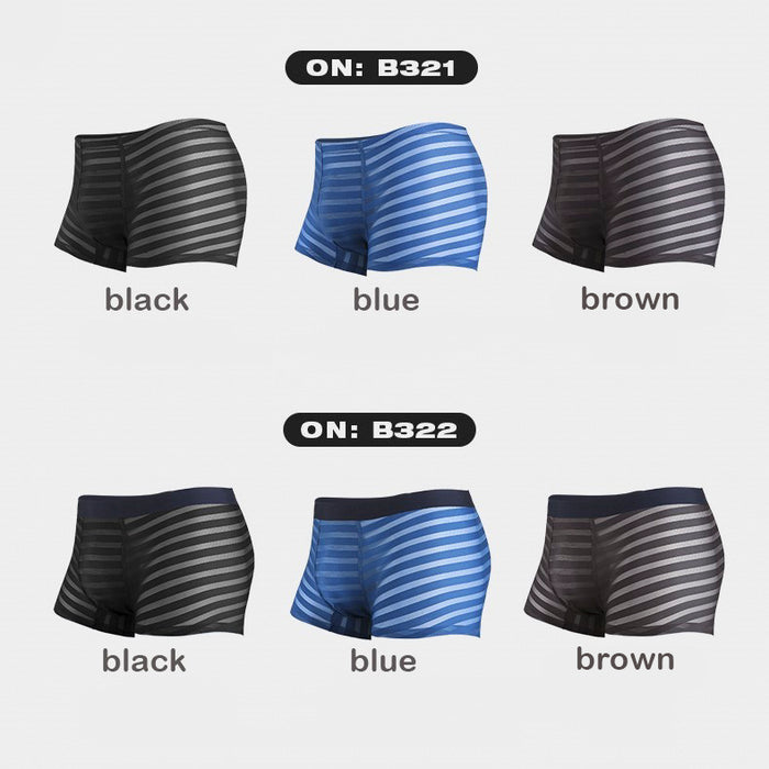 FINAL SALE - (6-Pack) Men's Striped Ice Silk Trunks- JEWYEE B321/B322