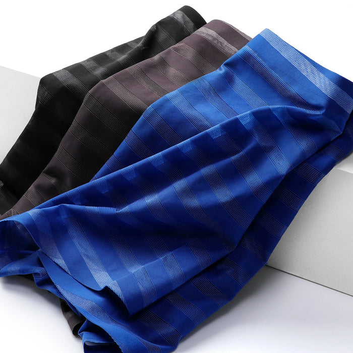 FINAL SALE - (6-Pack) Men's Striped Ice Silk Trunks- JEWYEE B321/B322