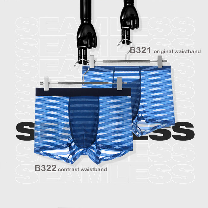 FINAL SALE - (6-Pack) Men's Striped Ice Silk Trunks- JEWYEE B321/B322
