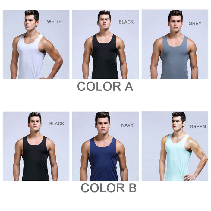 FINAL SALE - (3-Pack)  Ultra Thin Ice Silk Seamless Tank Top for MenJEWYEE 026