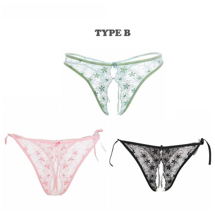FINAL SALE - (3 Pack)  Lace Crotchless Underpants for Women JEWYEE 1370