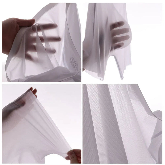 Men's  3D seamless pouch See-through Ribbed Ice Silk Trunks Up to Size XXL (5-Pack) JEWYEE AY 813